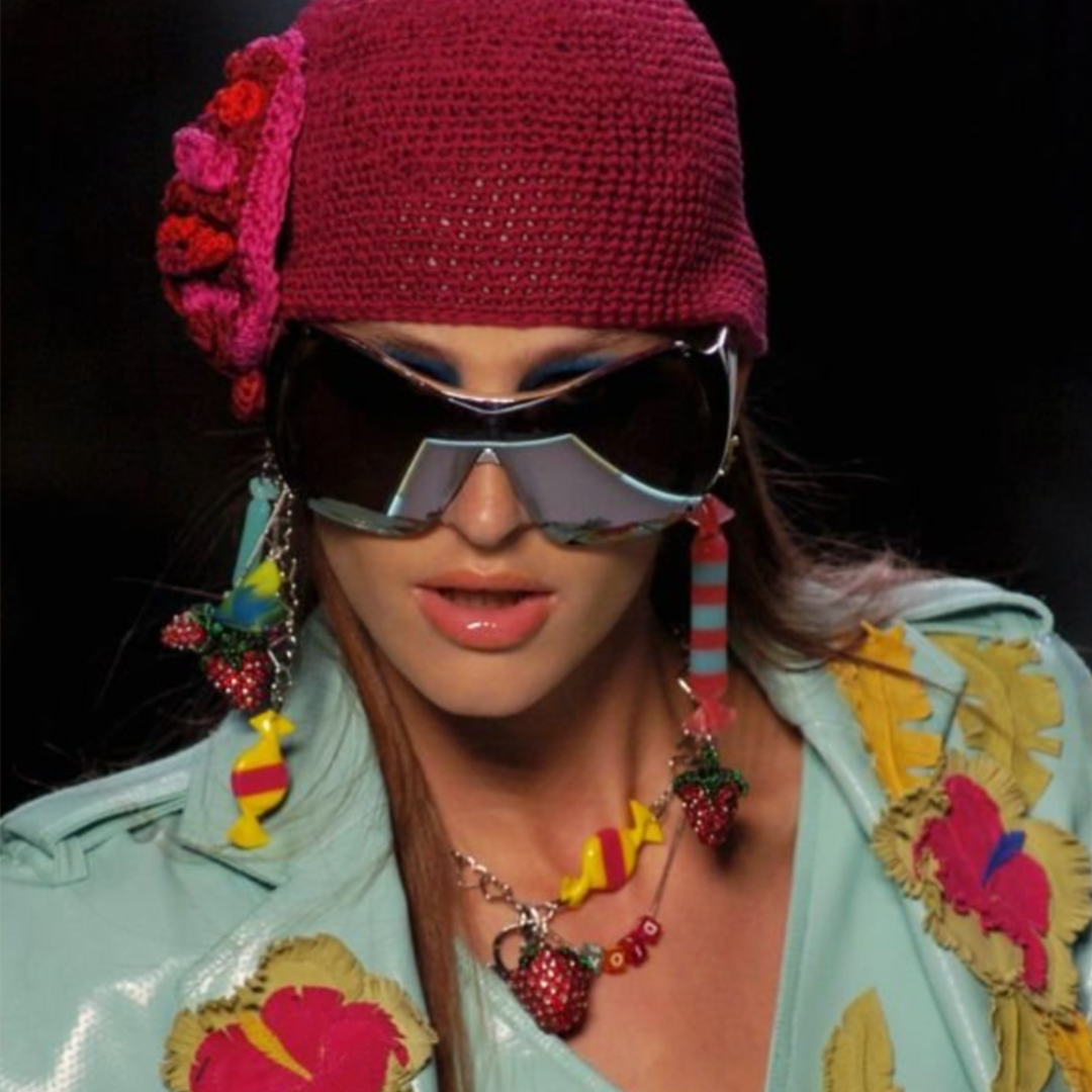 CHRISTIAN DIOR SPRING 2005 STRAWBERRY LOGO EARRINGS