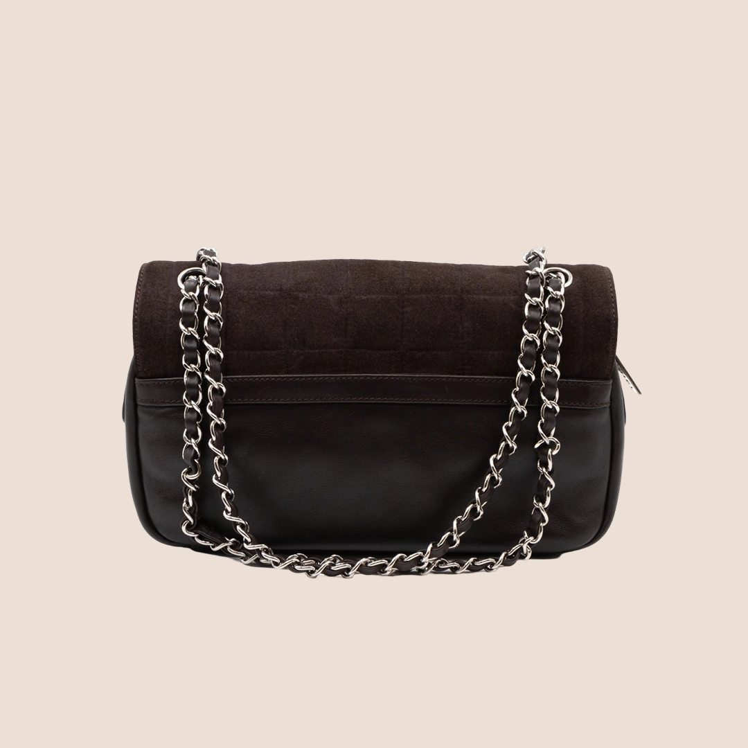 CHANEL SPORTS LINE BROWN SUEDE FLAP BAG