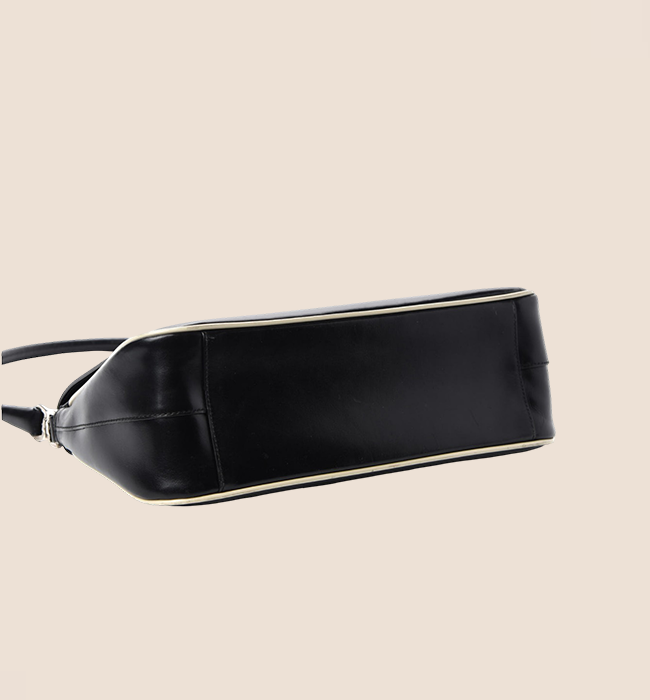 PRADA BLACK SPAZZOLATO BAGUETTE FLAP BAG