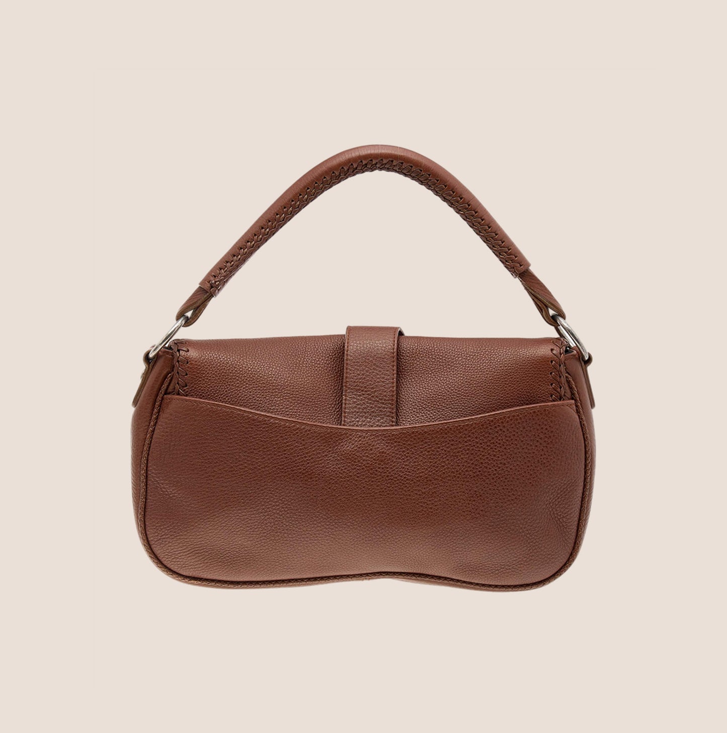 CHRISTIAN DIOR BROWN LEATHER WHIPSTITCH GAUCHO BAG