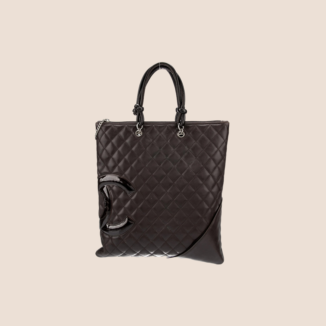 CHANEL 2003 BLACK LEATHER CAMBON FLAT TOTE – RDB