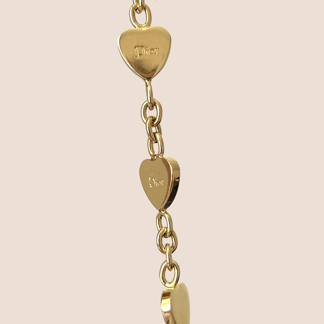 CHRISTIAN DIOR BRONZE HEART CHARMS MICRO SADDLE BAG
