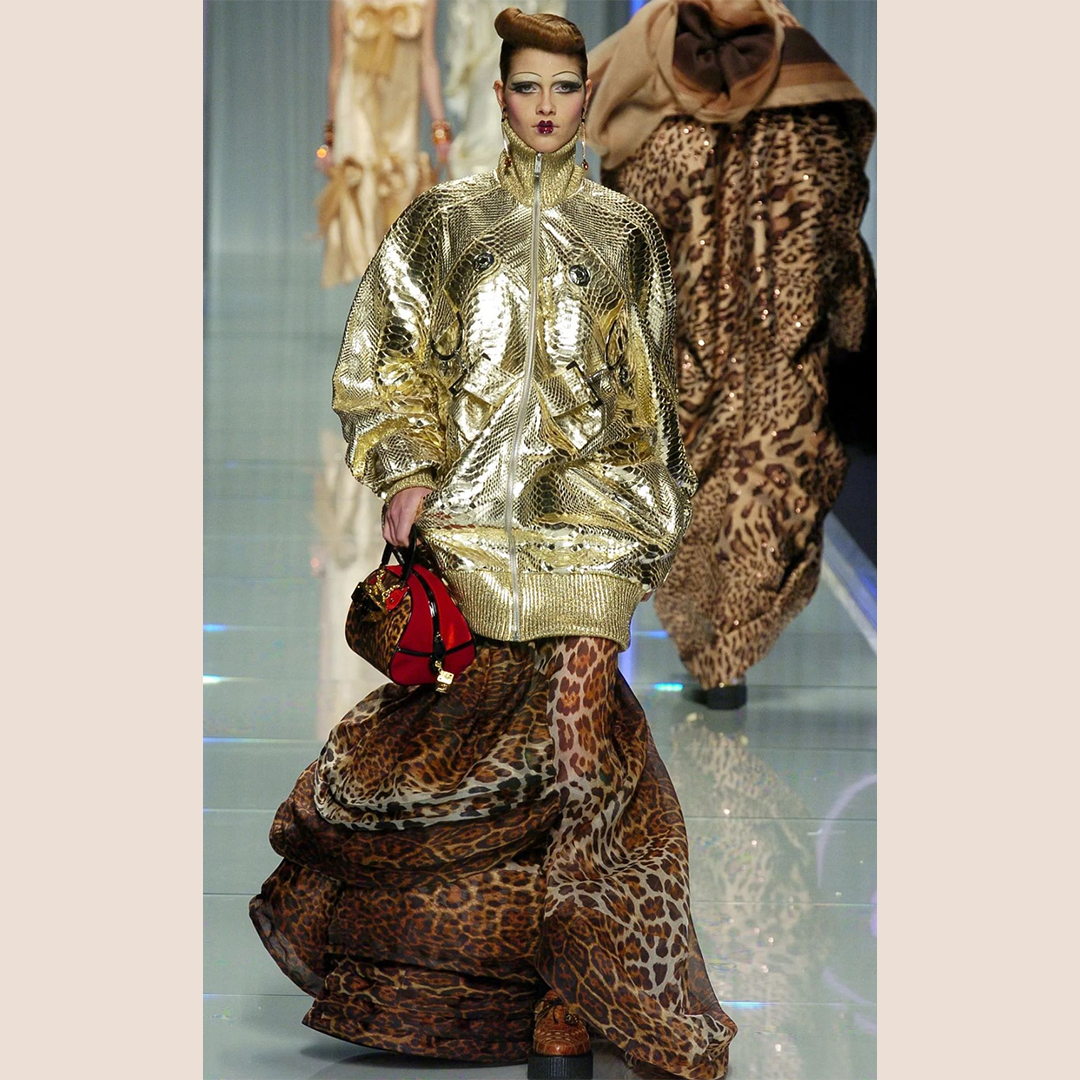 CHRISTIAN DIOR 2004 LEOPARD VELVET GAMBLER DICE BAG