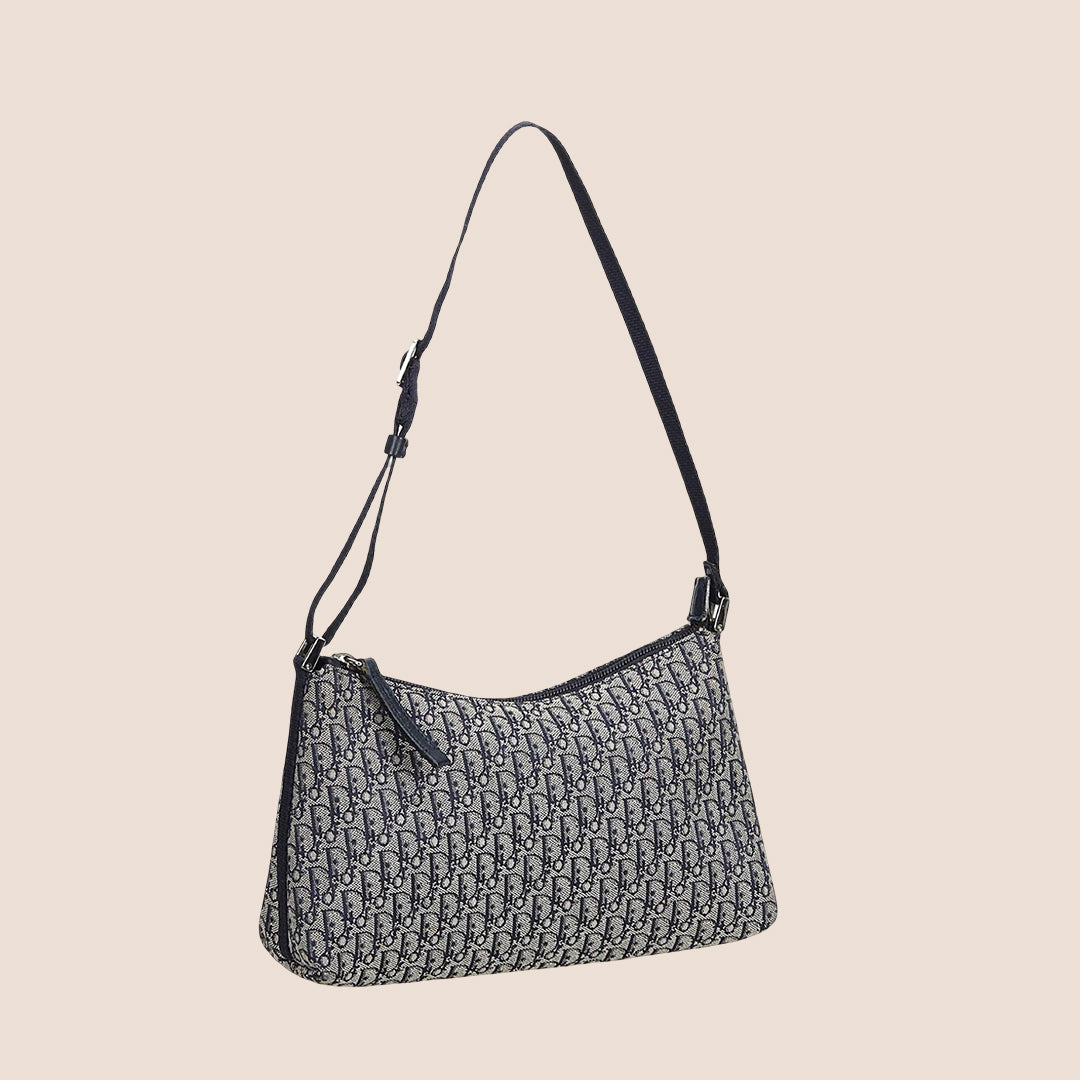 CHRISTIAN DIOR NAVY OBLIQUE TROTTER SHOULDER BAG