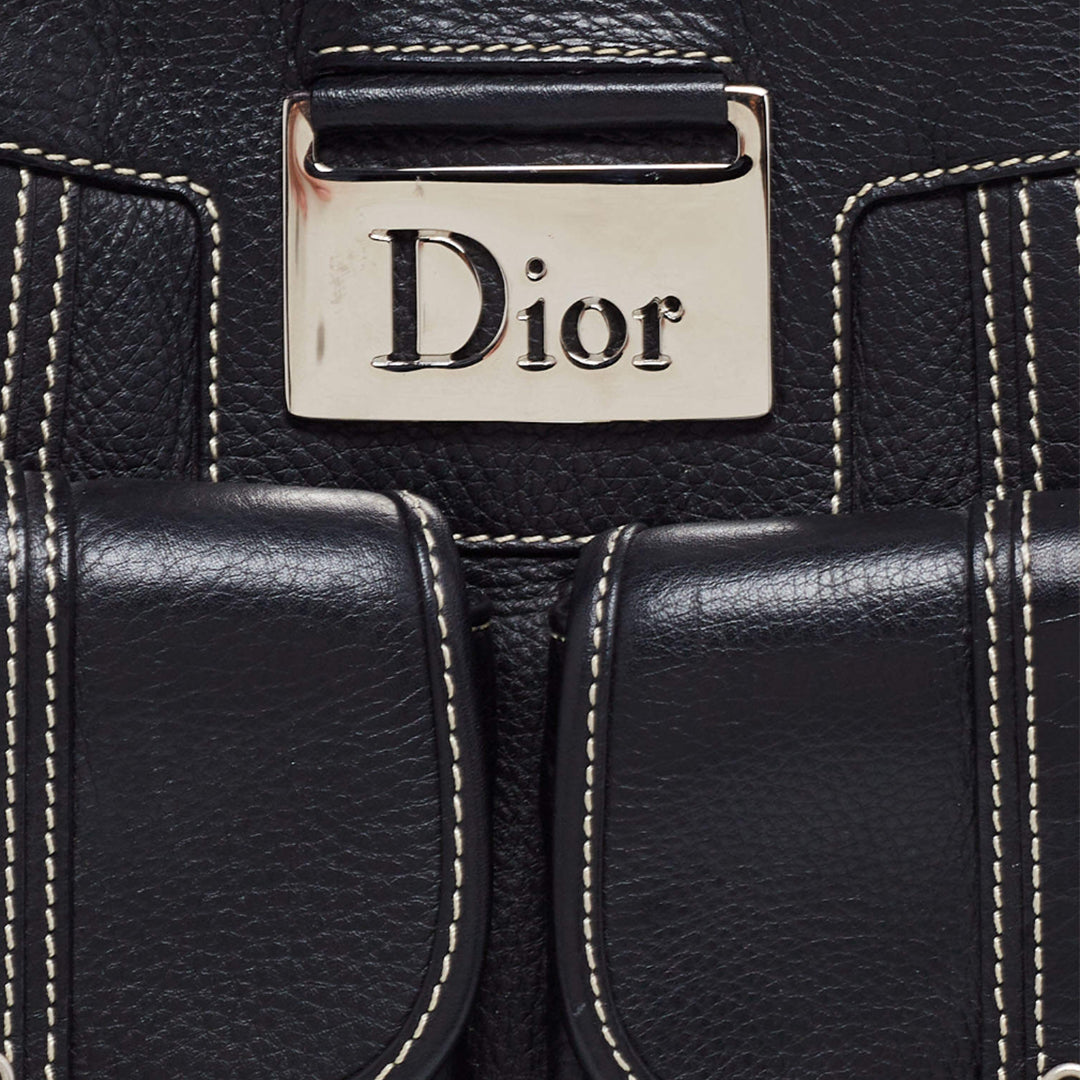 CHRISTIAN DIOR BLACK LEATHER STREET CHIC SATCHEL