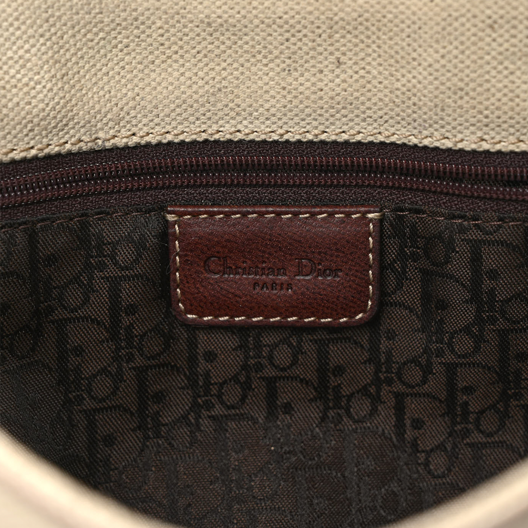 CHRISTIAN DIOR BROWN & BEIGE CANVAS DOUBLE SADDLE BAG