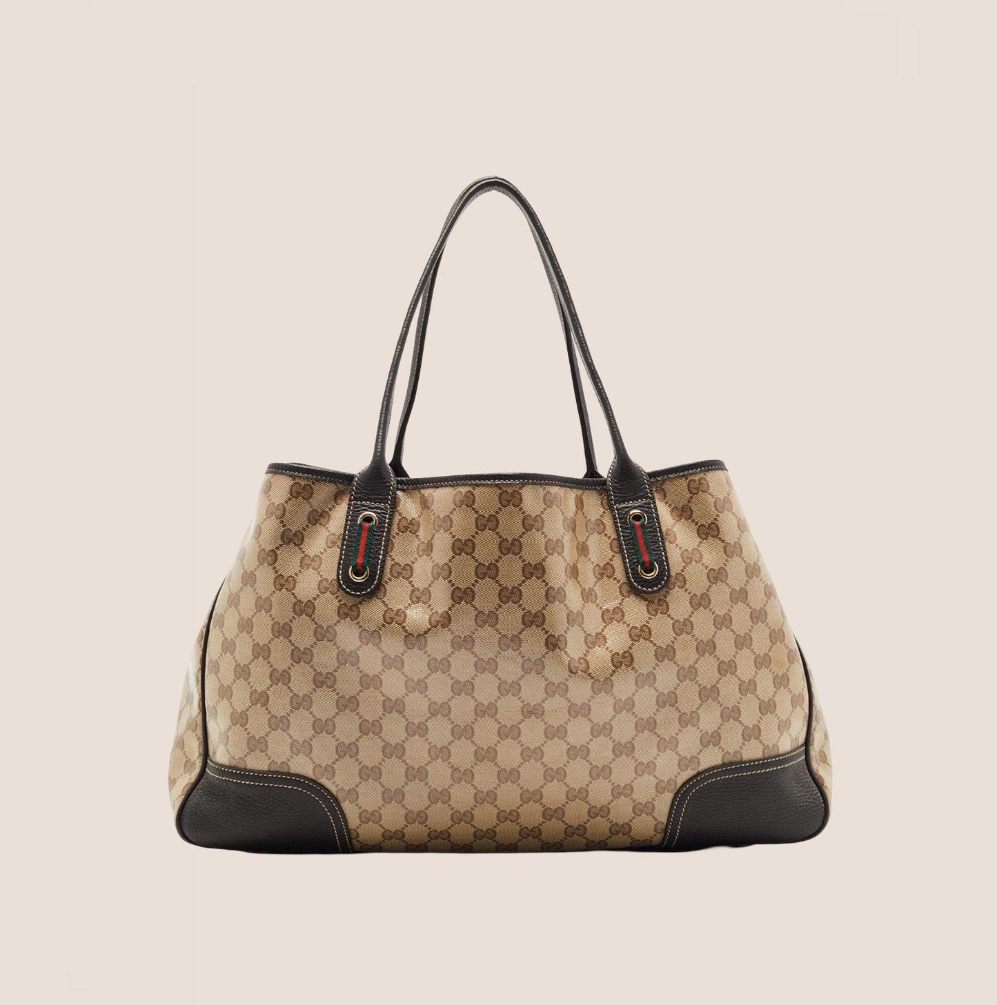 GUCCI BROWN GG CRYSTAL CANVAS PRINCY TOTE BAG