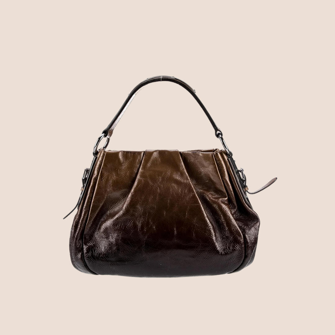 PRADA BROWN OMBRÉ NAPLAK SFUMATA HOBO BAG