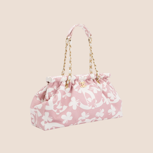 CHANEL 2004 CC PINK CLOVER PRINT BAG