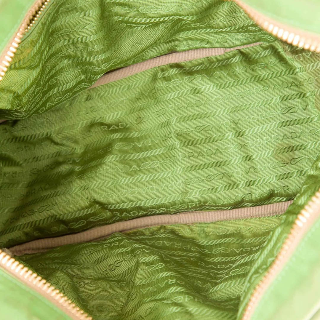 PRADA GREEN CANAPA STAMPATA VENICE SHOULDER BAG