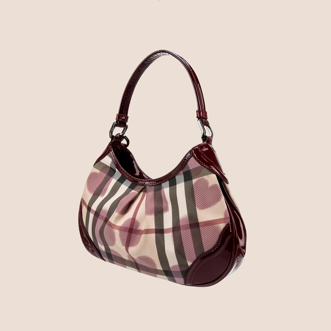 BURBERRY NOVA CHECK HEARTS PVC HOBO BAG