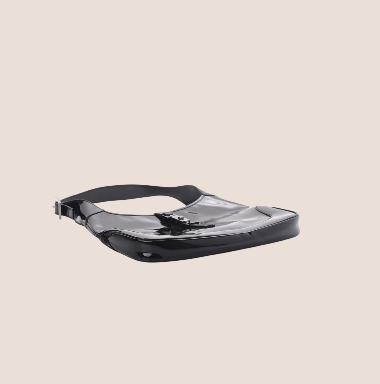 GUCCI BLACK PATENT LEATHER SMALL JACKIE O HOBO BAG