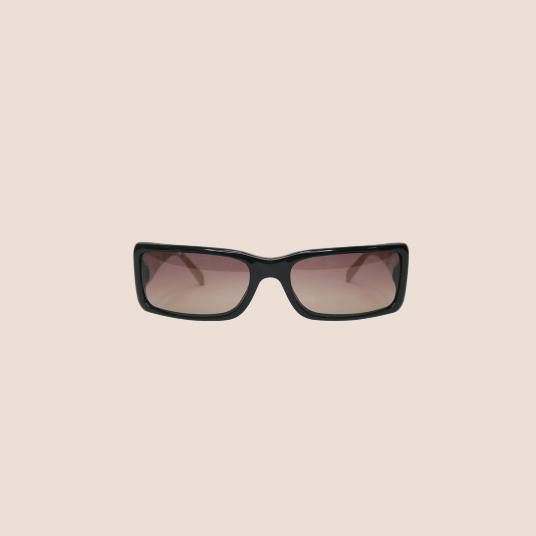Chanel Sunglasses with CC logo brown beige style Chanel CC and Letter Logo Shield Sunglasses Dark Tortoise  main image 3