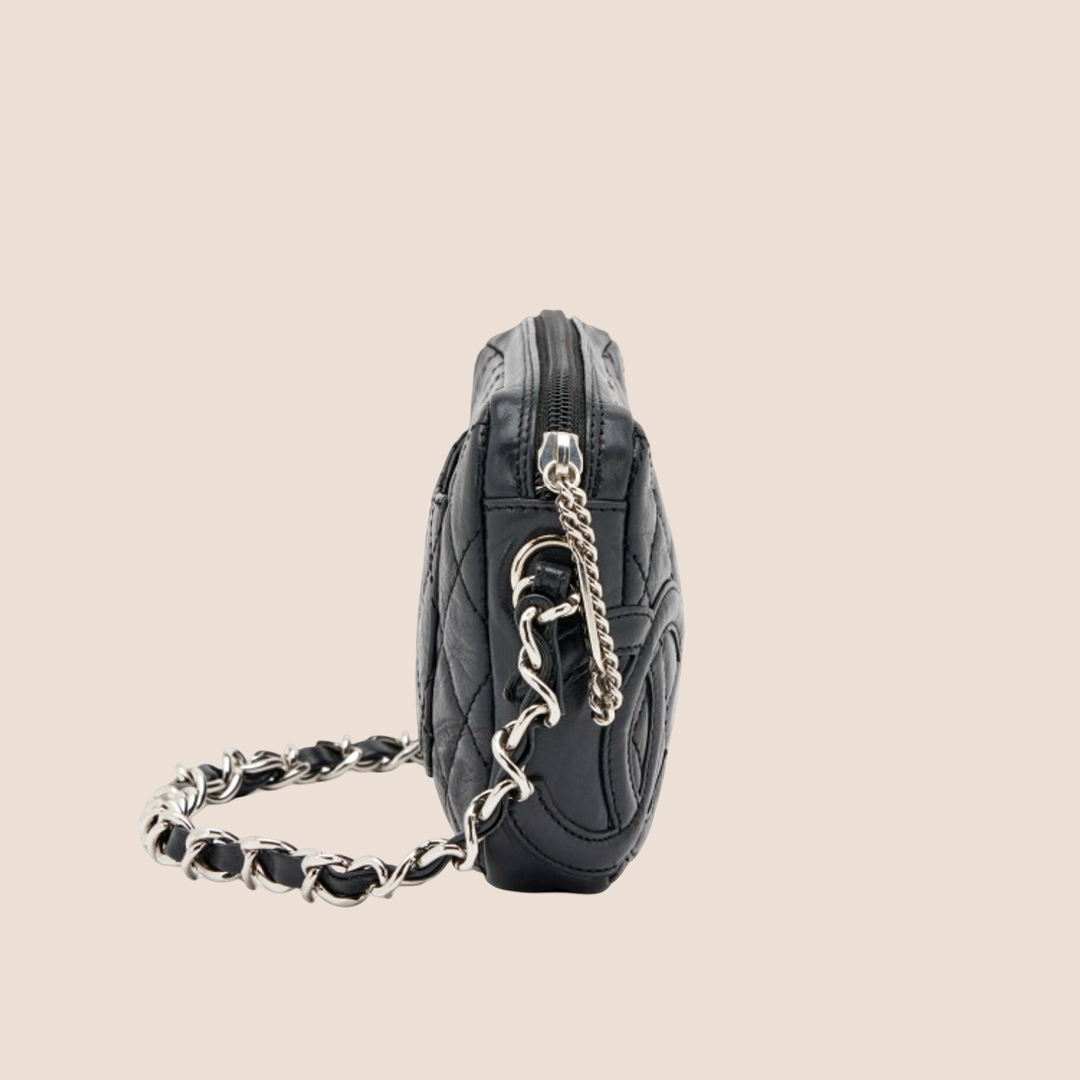 CHANEL 2005 COTTON CLUB BLACK QUILTED LEATHER SHOULDER BAG