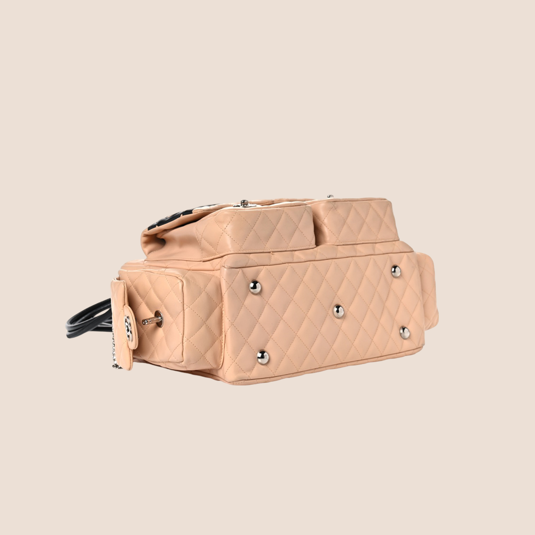 CHANEL BEIGE QUILTED CAMBON MULTIPOCKET REPORTER BAG