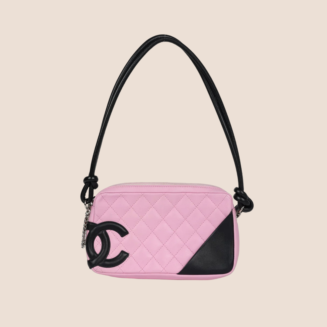 CHANEL 2005 CAMBON PINK QUILTED LEATHER SHOULDER BAG