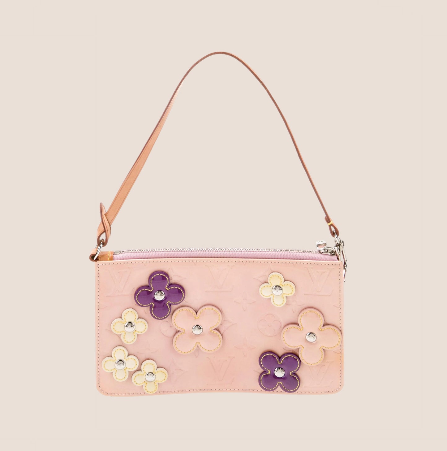 LOUIS VUITTON PINK MONOGRAM VERNIS LEXINGTON FLOWERS POCHETTE