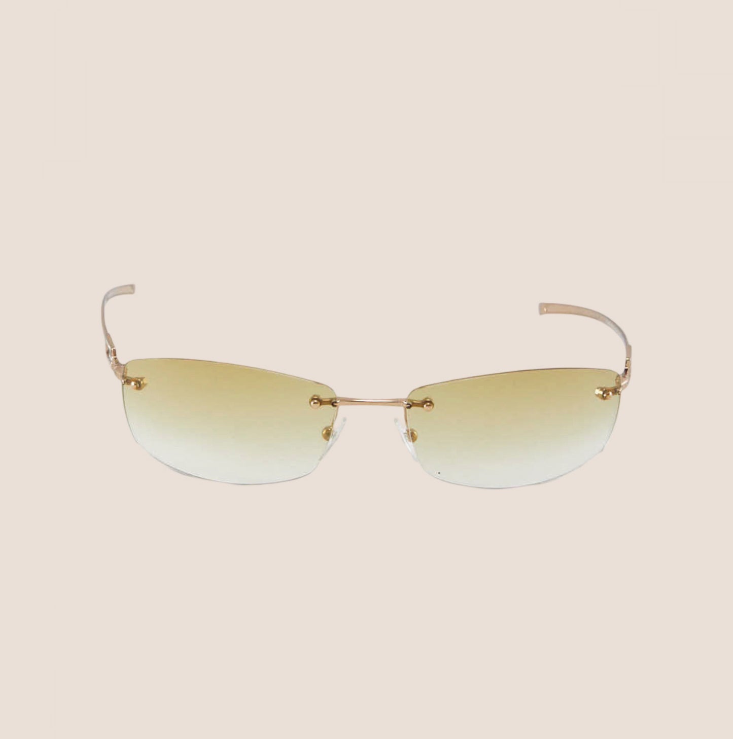 GUCCI 2000 CLEAR BROWN & GOLD RIMLESS STRASS SUNGLASSES