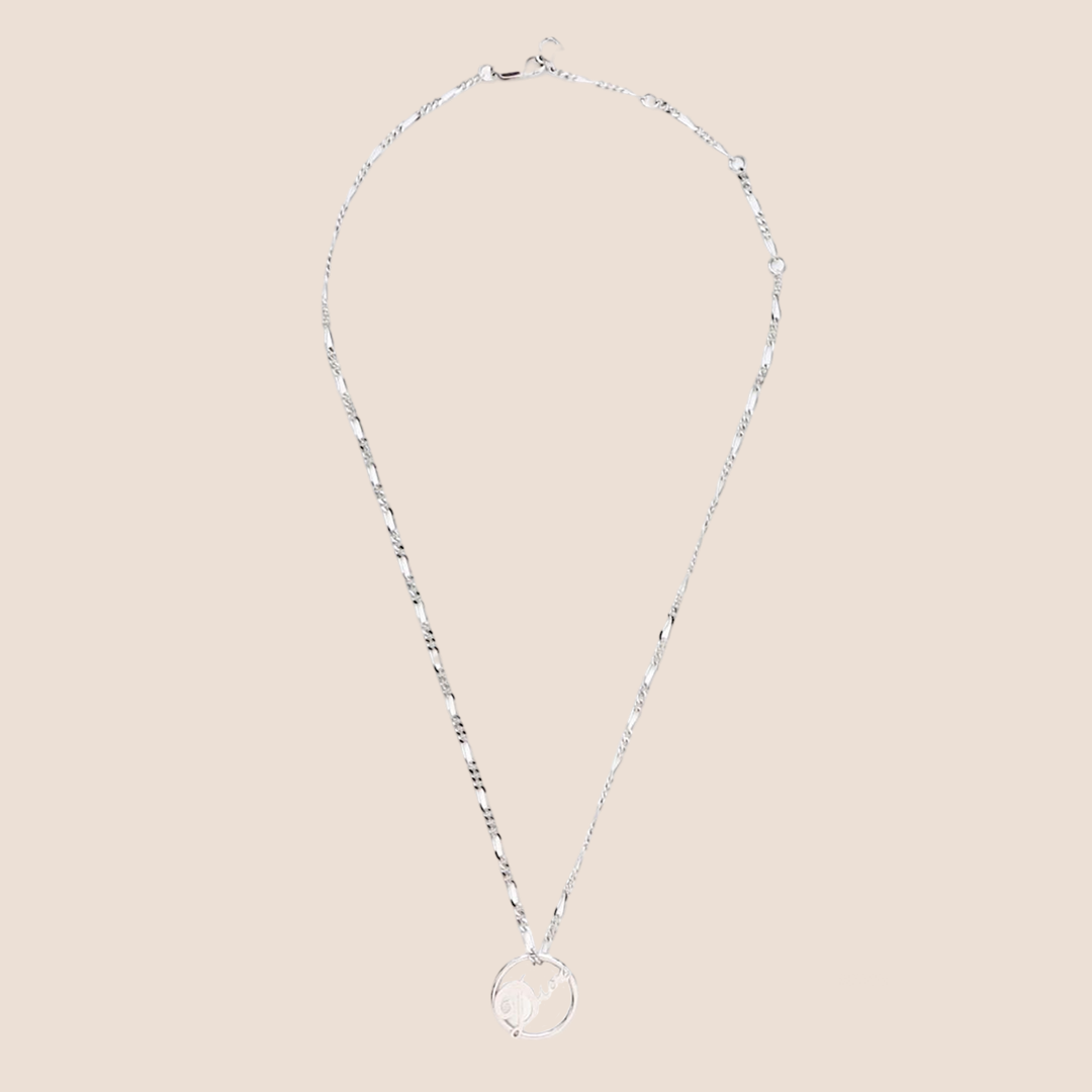 CHRISTIAN DIOR CURSIVE LOGO PENDANT NECKLACE