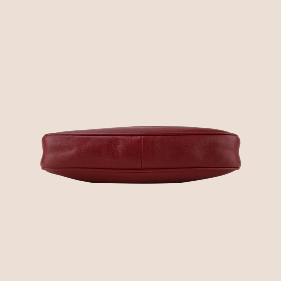 BVLGARI SLOGAN-DEBOSSED RED LEATHER SHOULDER BAG