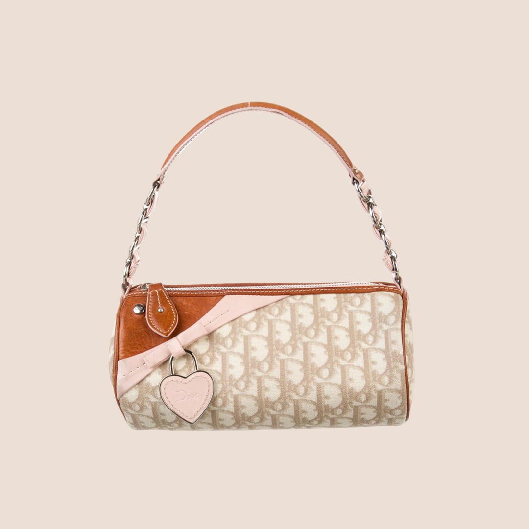 CHRISTIAN DIOR 2007 PINK & BROWN ROMANTIQUE MINI BARREL BAG – RDB