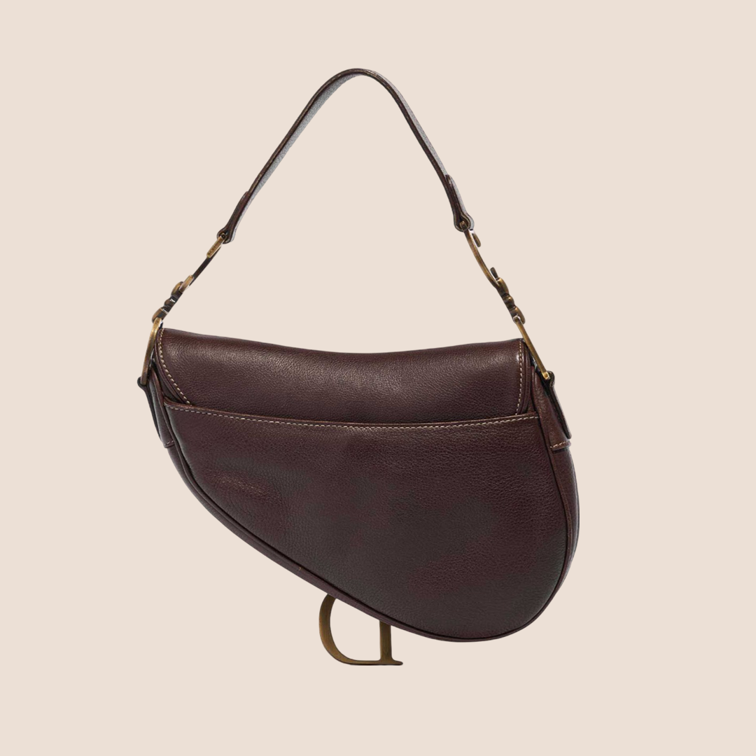 CHRISTIAN DIOR 2000 BROWN LEATHER SADDLE BAG