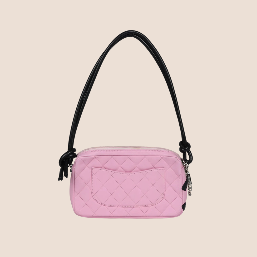 CHANEL 2005 CAMBON PINK QUILTED LEATHER SHOULDER BAG