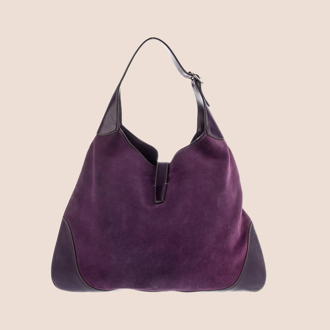 GUCCI PURPLE STUDDED LARGE JACKIE O BOUVIER HOBO BAG