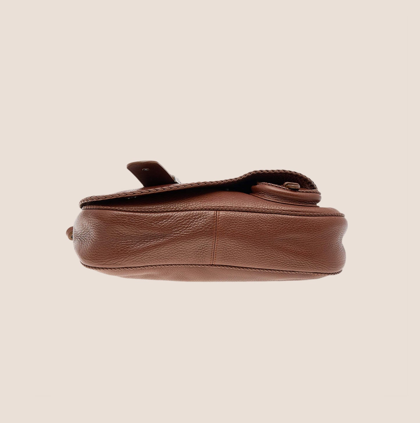 CHRISTIAN DIOR BROWN LEATHER WHIPSTITCH GAUCHO BAG
