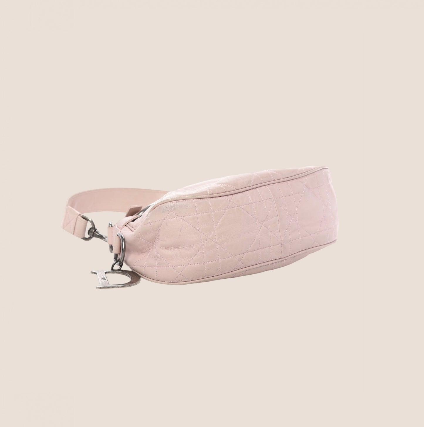 CHRISTIAN DIOR PINK LAMBSKIN CANNAGE SHOULDER BAG