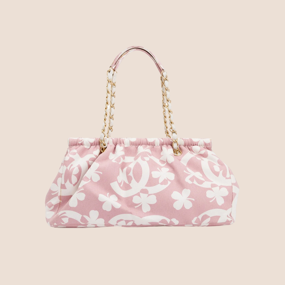 CHANEL 2004 CC PINK CLOVER PRINT BAG