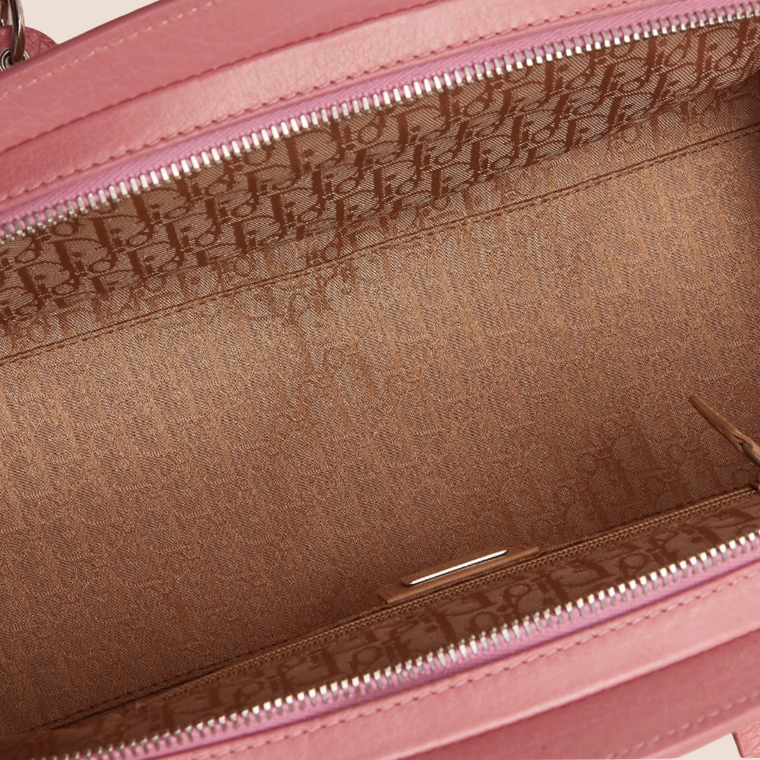 CHRISTIAN DIOR PINK MULTICOLOR RAFFIA FLOWERS WICKER BAG