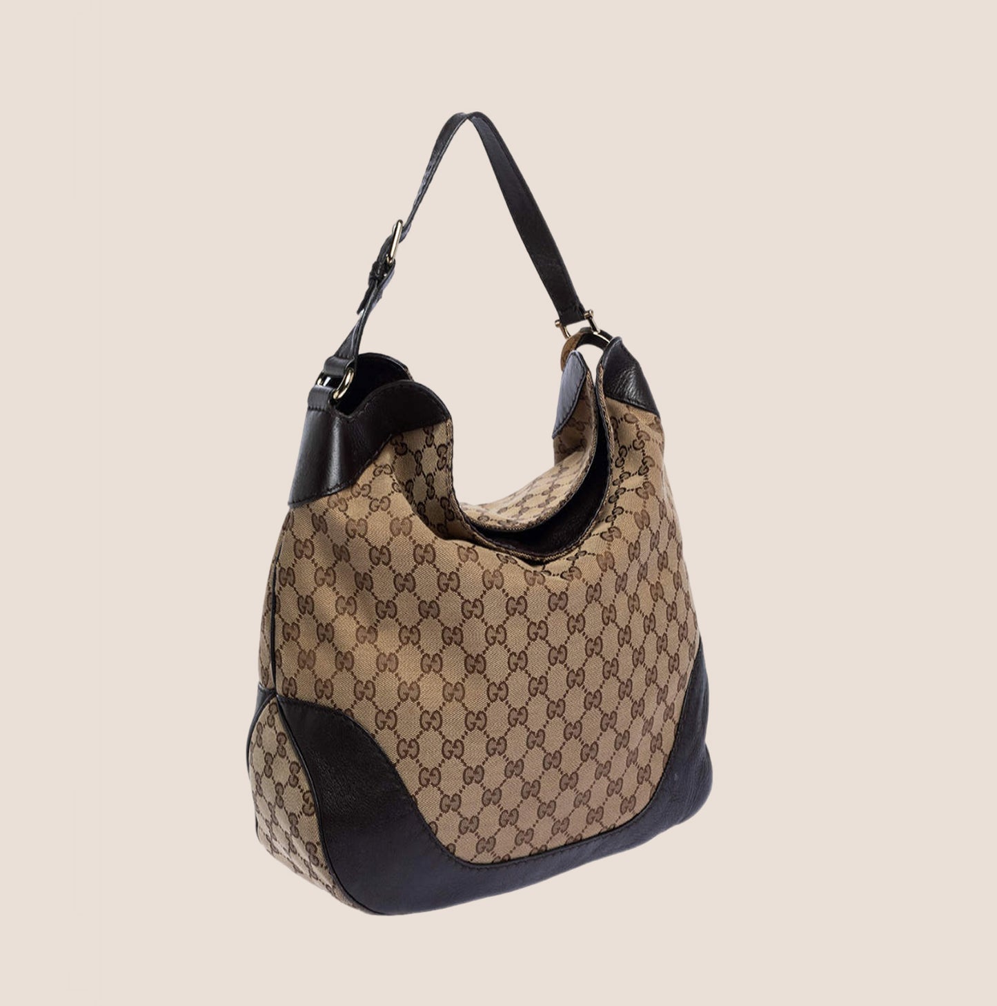 GUCCI BROWN GG MONOGRAM CHARLOTTE HOBO BAG