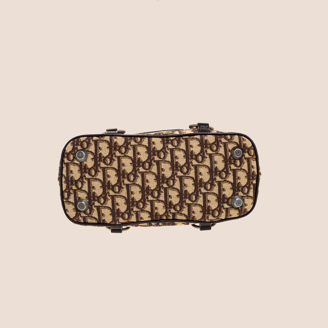 CHRISTIAN DIOR BEIGE & BROWN TROTTER CD SATCHEL