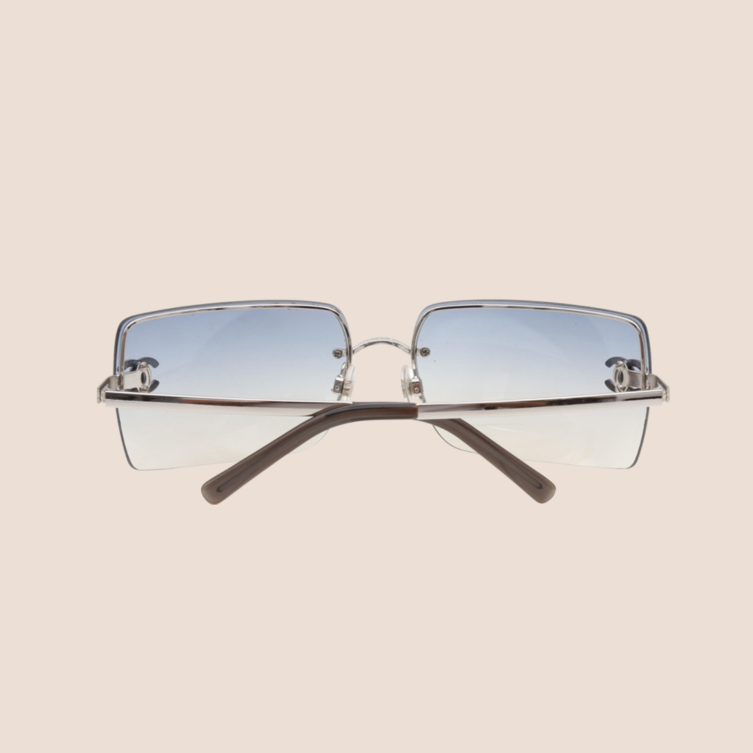 CHANEL 90s CRYSTAL CC LOGO RECTANGULAR BLUE SUNGLASSES