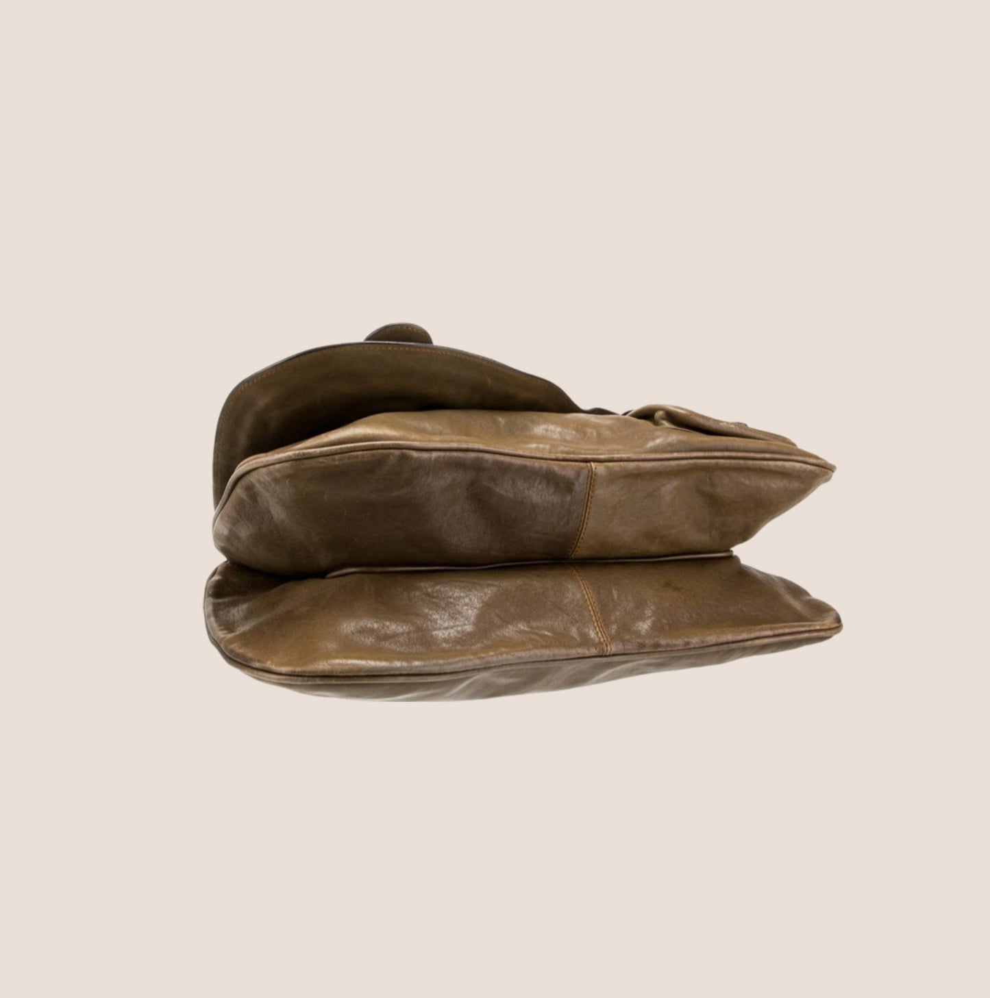CHRISTIAN DIOR 2006 KHAKI LEATHER DOUBLE GAUCHO BAG