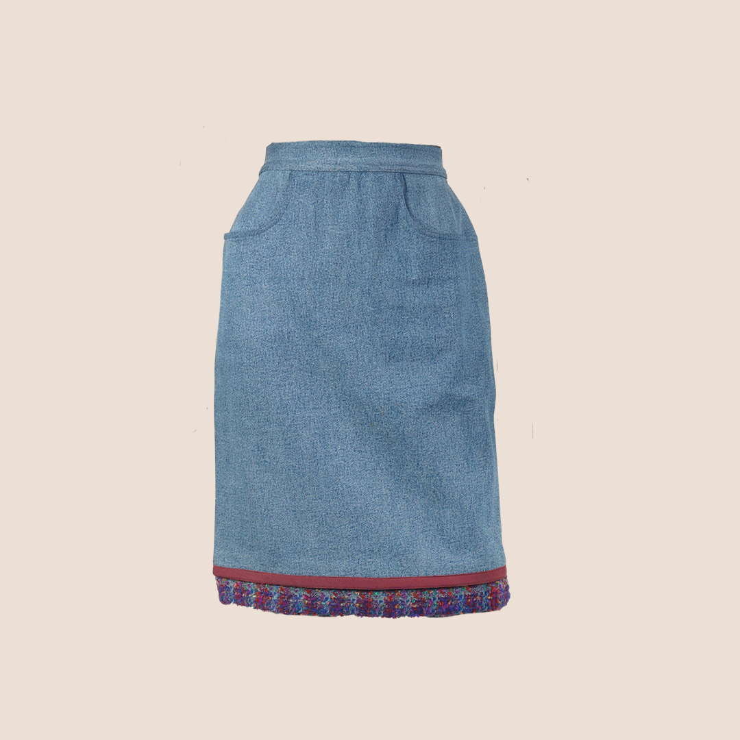CHANEL 1991 FALL PURPLE FANTASY TWEED DENIM SKIRT – RDB