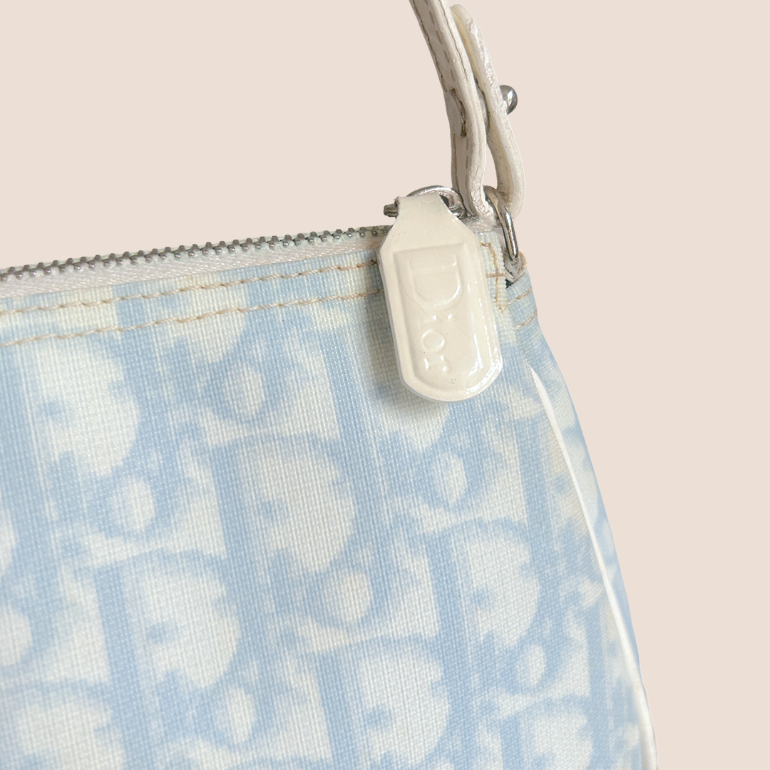 CHRISTIAN DIOR BABY BLUE OBLIQUE CANVAS SADDLE BAG