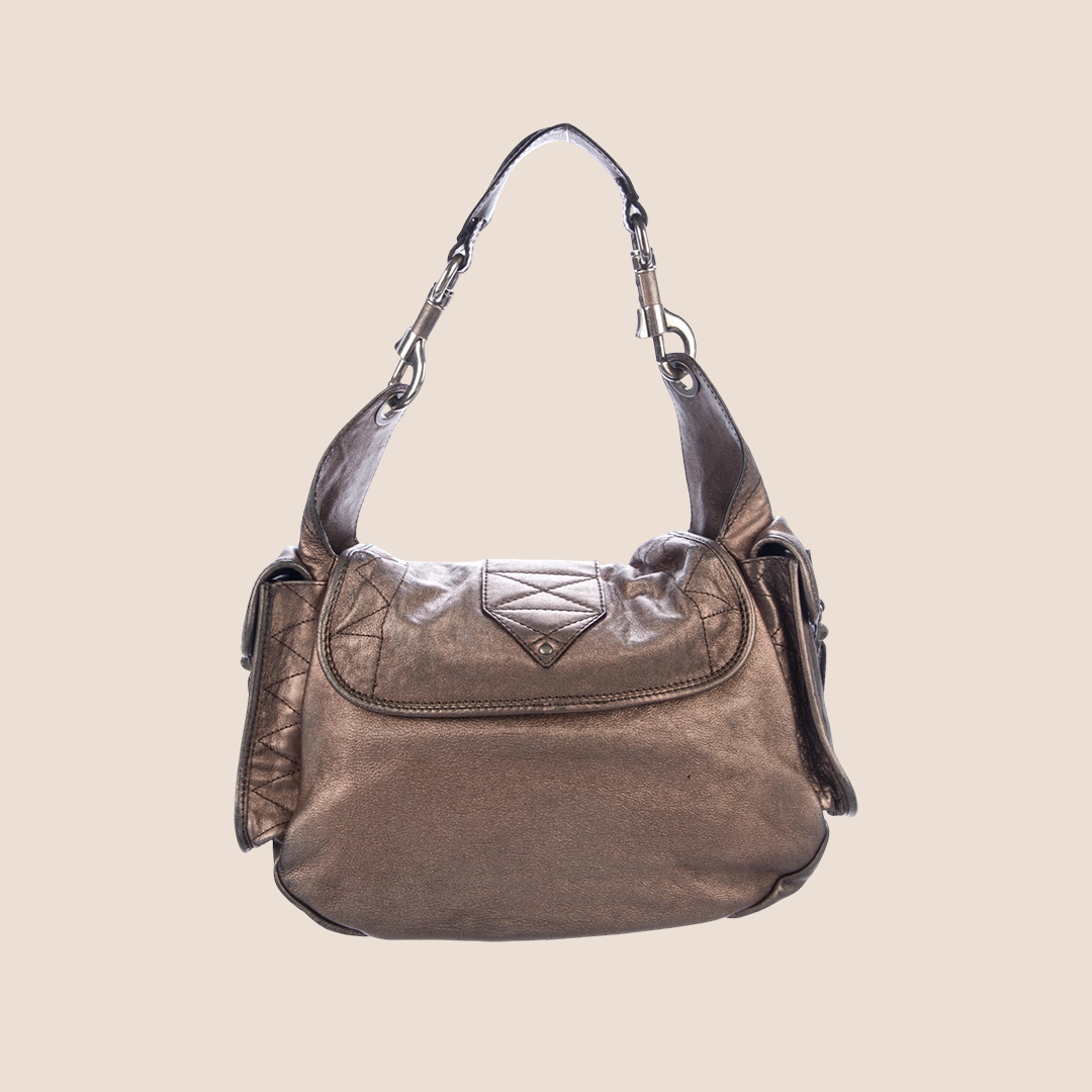 CHRISTIAN DIOR 2006 BRONZE LEATHER REBELLE BAG