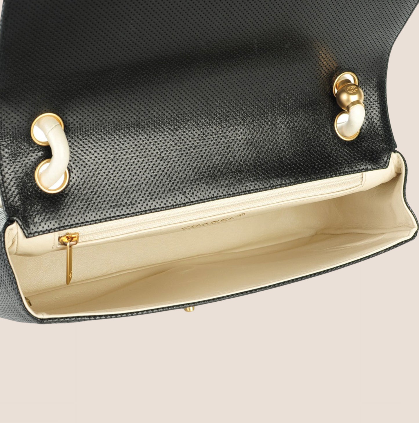 CHANEL 2001 BLACK & WHITE PERFORATED BAG