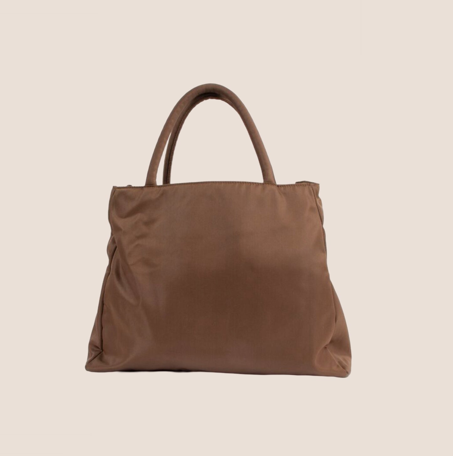 PRADA CORINTO BROWN LOGO NYLON HANDBAG