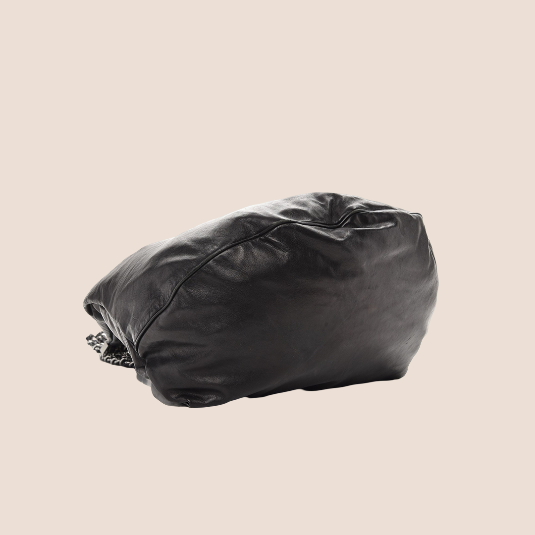 CHANEL BLACK LAMBSKIN ROCK & CHAIN HOBO BAG
