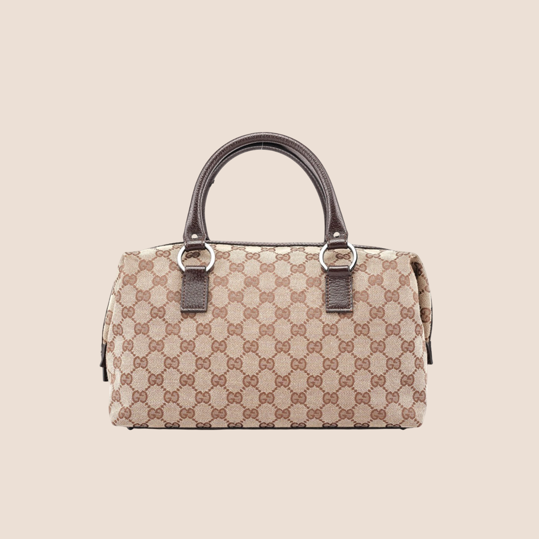 GUCCI 2000 BROWN GG MONOGRAM SMALL BOSTON BAG