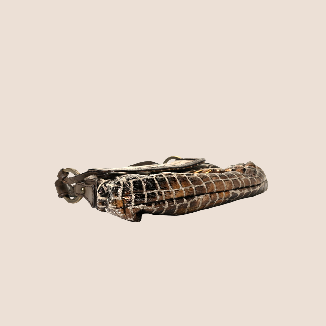 FENDI 2000 METALLIC BRONZE CROCO MINI CHEF BAG