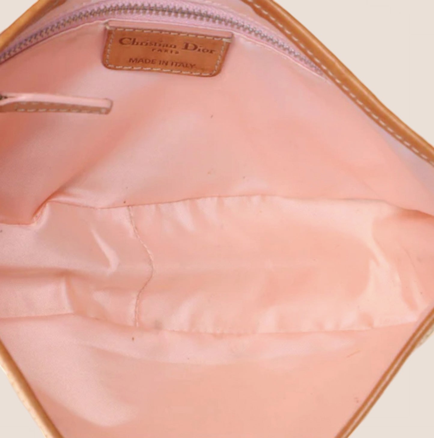 CHRISTIAN DIOR 2007 PINK & BEIGE ROMANTIQUE BAGUETTE BAG