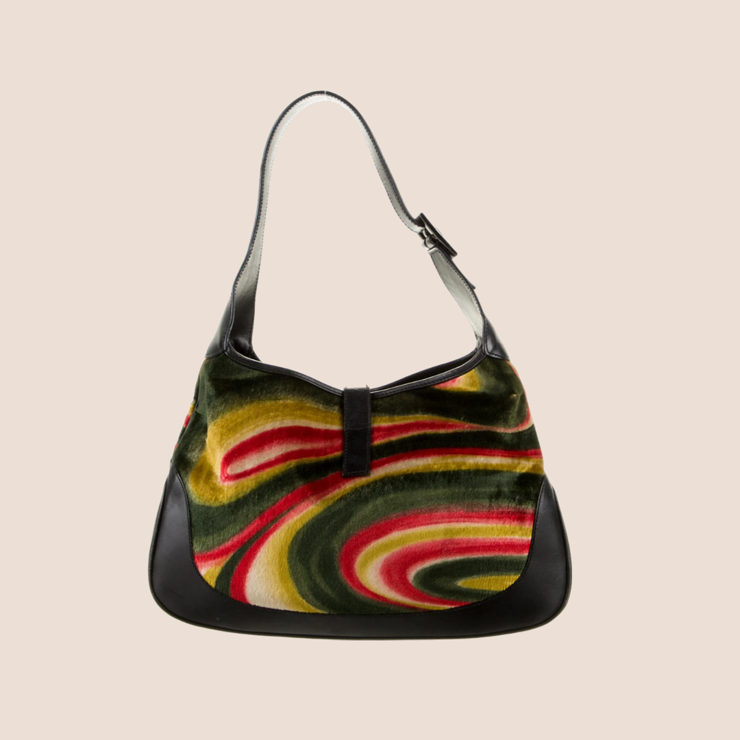 GUCCI 1999 PSYCHEDELIC SWIRL VELVET JACKIE BAG