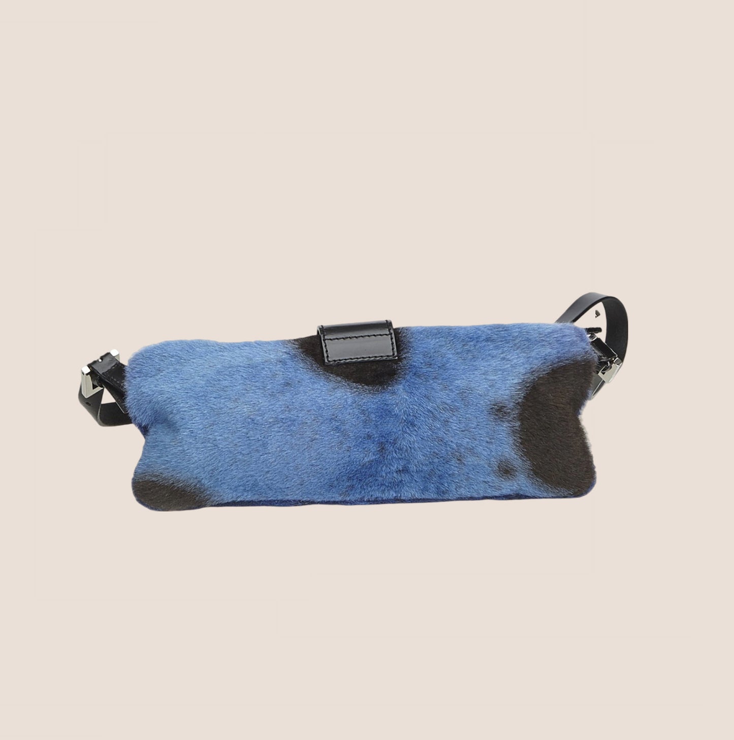 FENDI BLUE FUR CROSSBODY BAGUETTE BAG