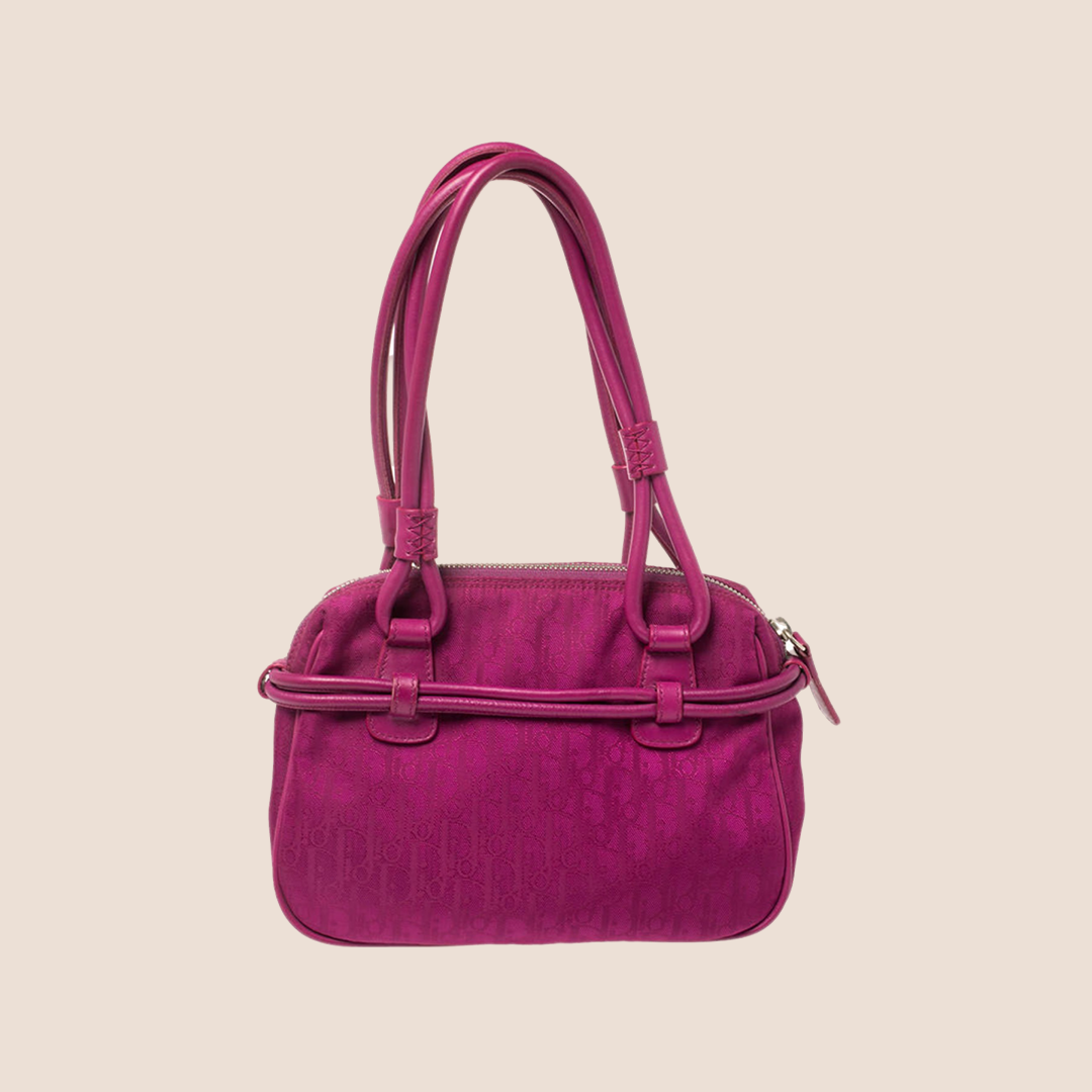 CHRISTIAN DIOR FUCHSIA DIORISSIMO CANVAS BOW MINI SATCHEL