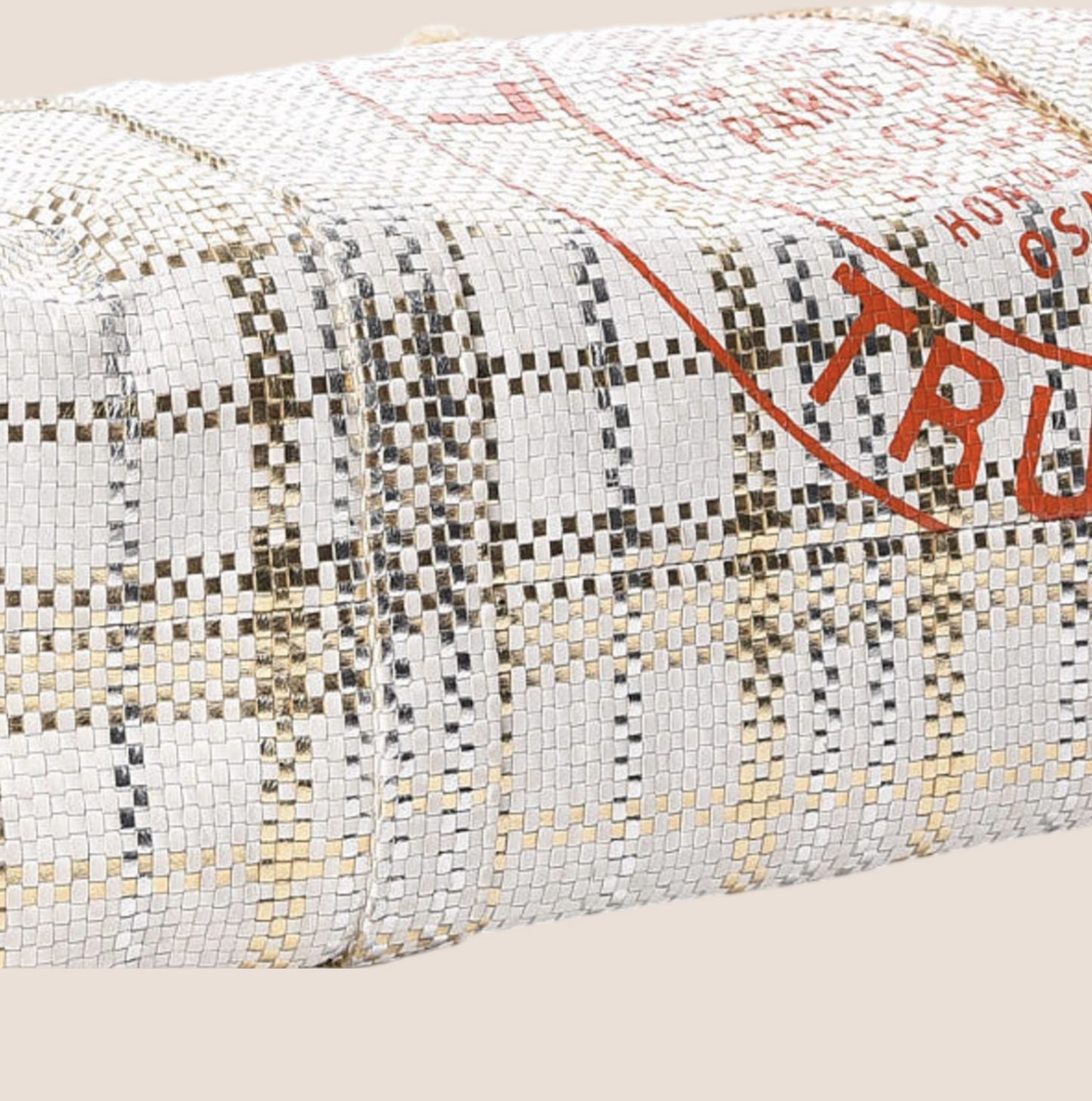 LOUIS VUITTON WHITE BRAIDED SHOPPER PM TOTE