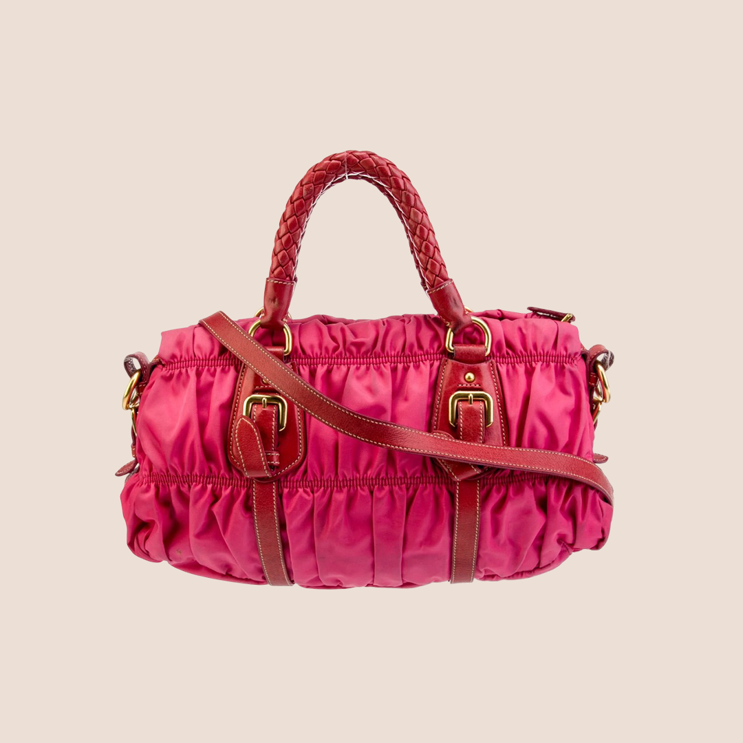 PRADA 2000 PINK TESSUTO NYLON GAUFFRE HANDBAG